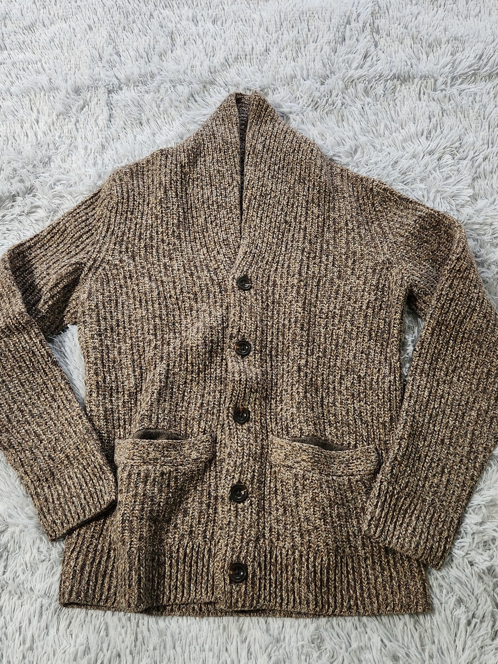 Abercrombie & Fitch Brown Knit Shawl Collar Cardigan Sweater